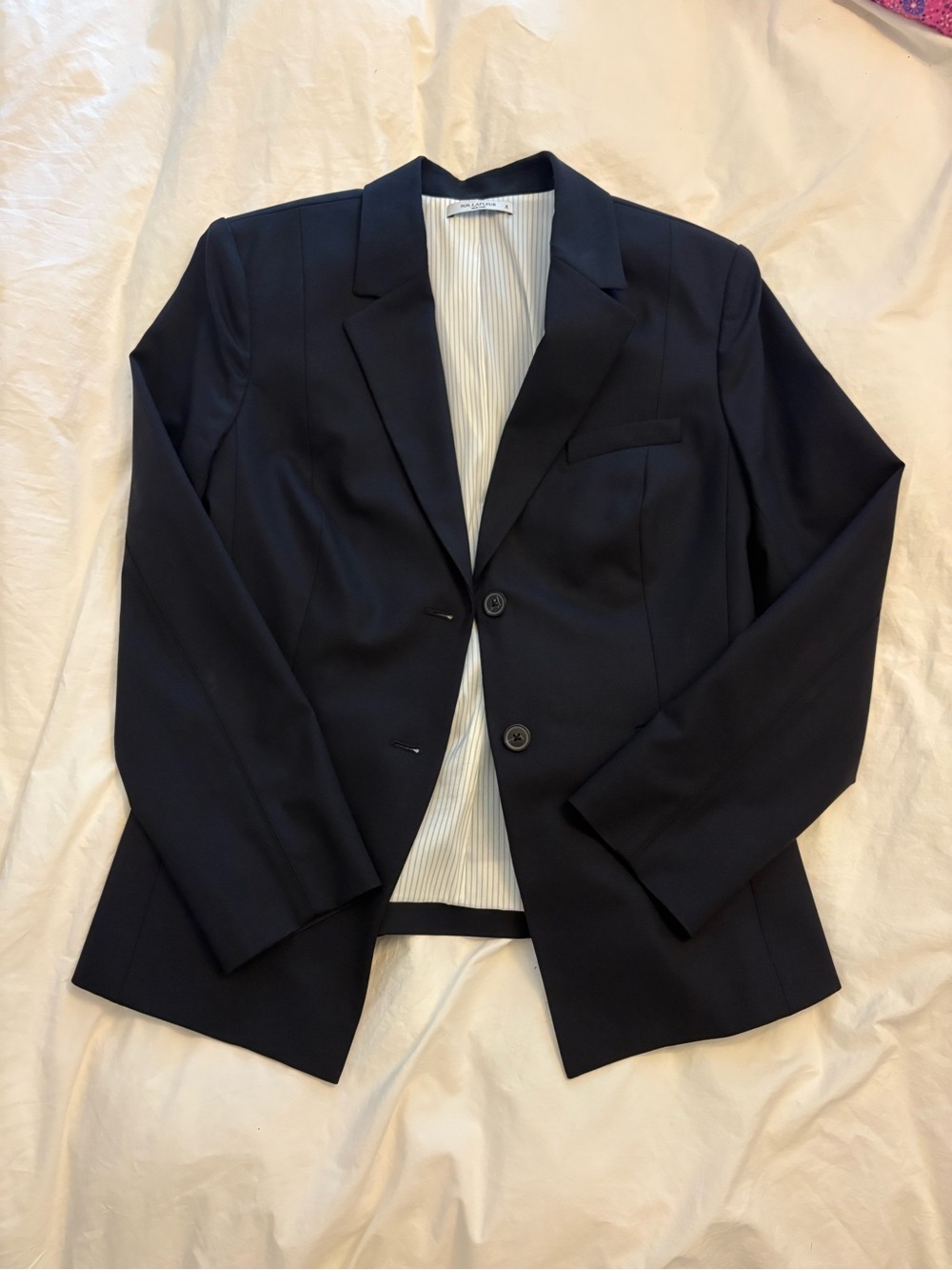 MM Lafleur Women's Navy Two-Button Blazer